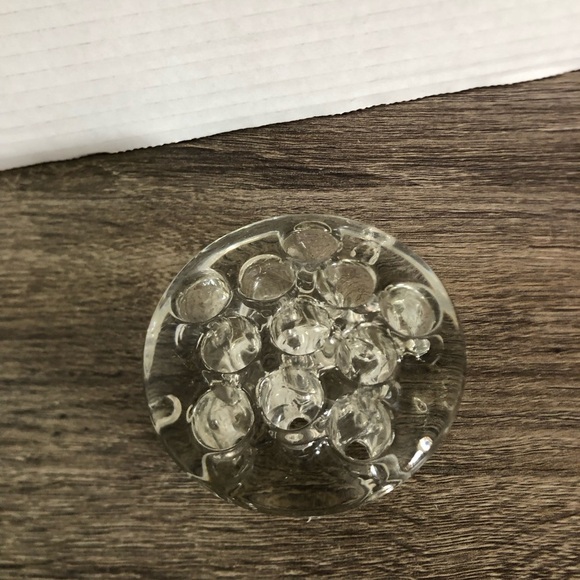 Vtg 3” Clear Glass 11 Hole Footed Floral Frog - Picture 4 of 9